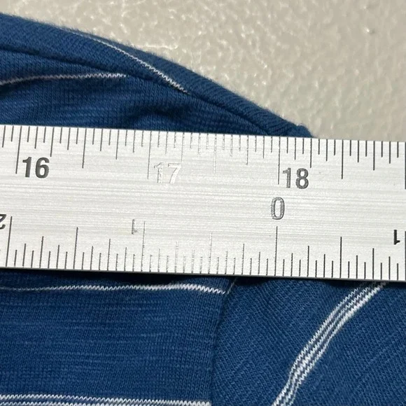 Habitat Women's Top XL Blue Striped Asymmetrical 3/4 Sleeve Cotton Tunic Coastal - Picture 8 of 9